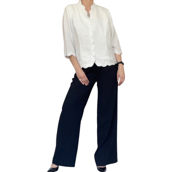 eastex Tops - EASTEX Plus Size 18 Academia Preppy Grandma Style Ivory Vintage Blouse